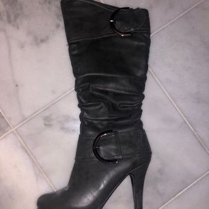 Grey faux leather boots!